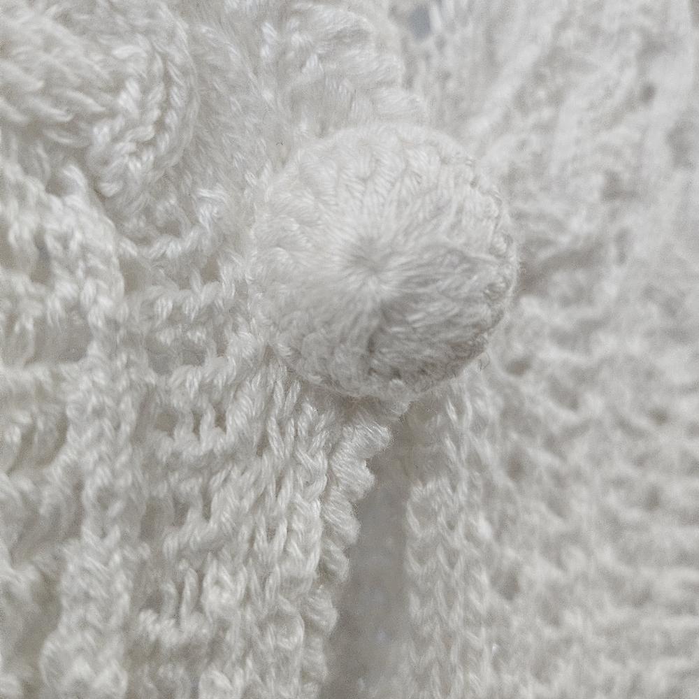 90s Style Crochet Knit Shortsleeve Blouse Top Cardigan Cable Knit Detail Size S - Picture 5 of 7